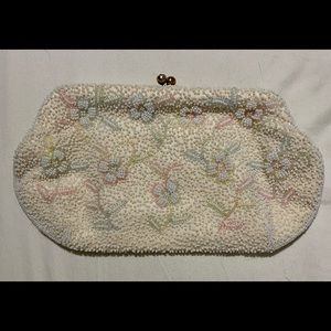 Vintage white beaded evening purse